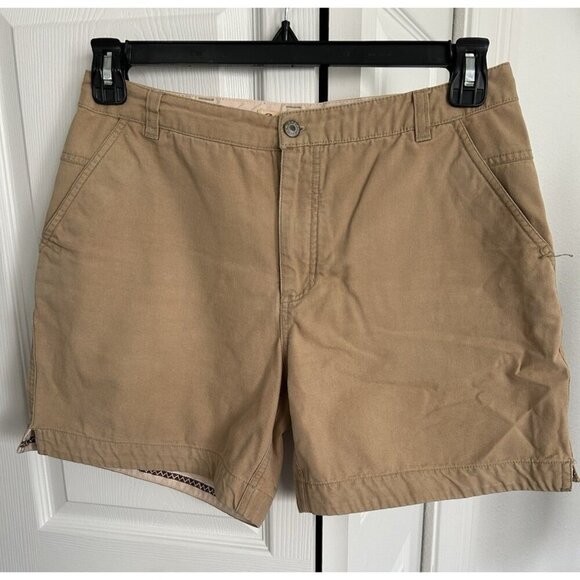 Sportif USA Womens Shorts 100% Organic Cotton Mid Rise Tan/Beige Size 8 - Picture 1 of 13